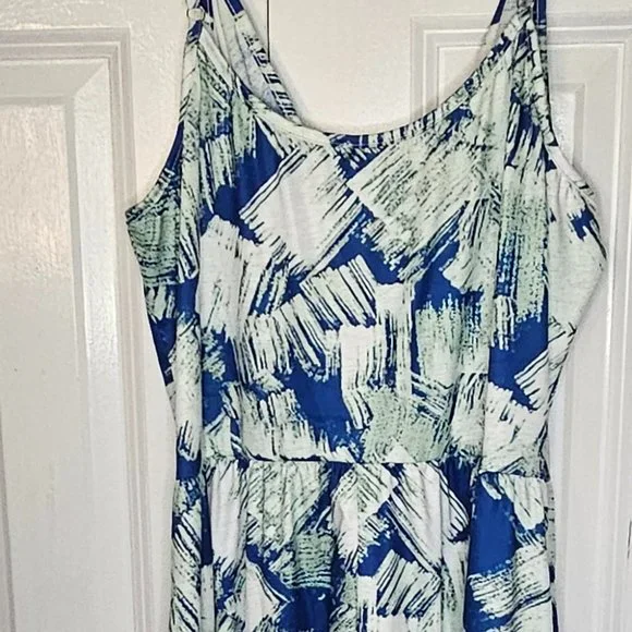 Nice Summer Dress, XL, blue green and white. - Picture 5 of 10